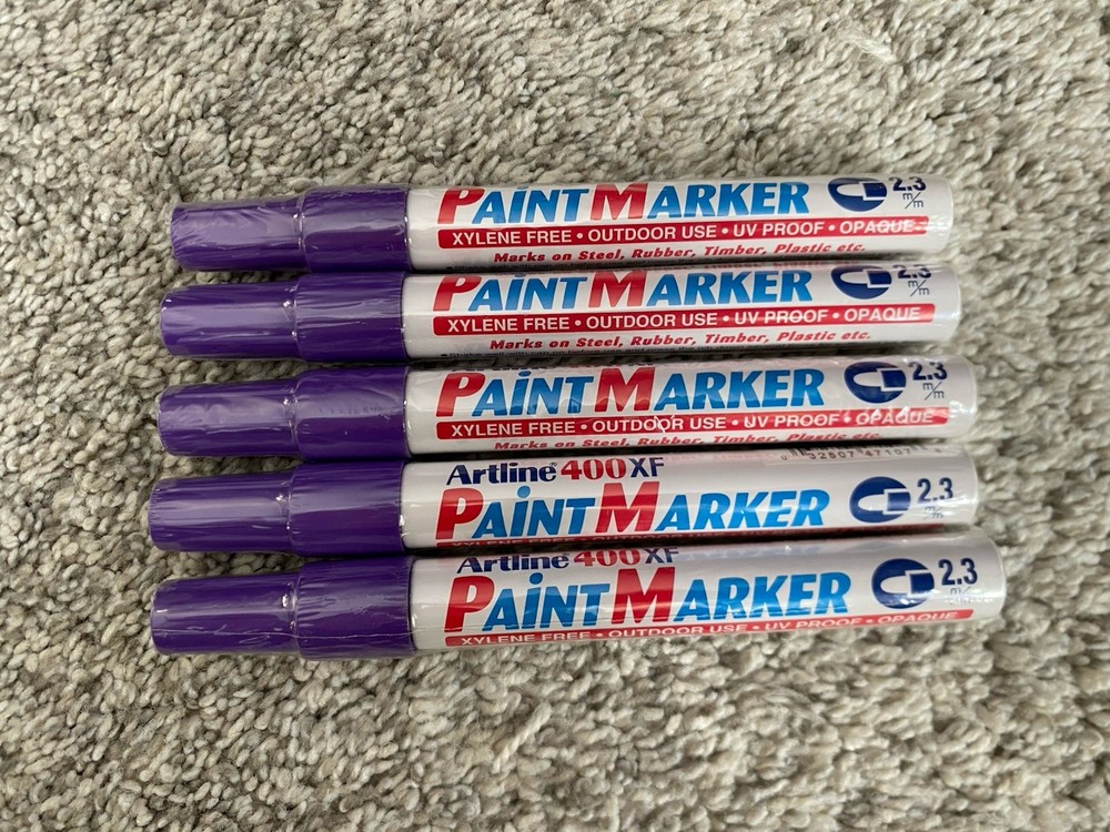 Lot Of 5 Artline 400XF EK-400XF Paint Marker 2.3mm Bullet Point NEW Seald Purple