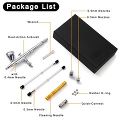 Airbrush Kit, Dual-Action Airbrush Gun with 0.2/0.3/0.5mm Needle Nozzel Sets …