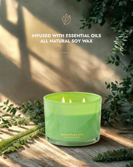 Luxury Eucalyptus & Sage Soy Candle | Large 3 Wick Jar Candle | Up to 50 Hours B