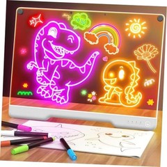 16-Inch Rechargeable LED Drawing Board, 9-Color Light Modes, Neon Art Dry White
