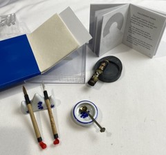 Vintage Calligraphy Kit Sho-Do Mini Zen Blue & White Porcelain Holders Booklet