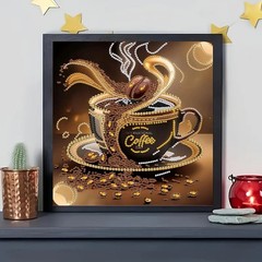 5D Special Shape Diamond Art Kits, Coffee Cup 12 X 12 X 0.15 Inches, SH133