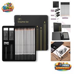 Ultimate 19-Piece Pencil Set: Graphite Pencils, Sticks, Erasers & Sharpener