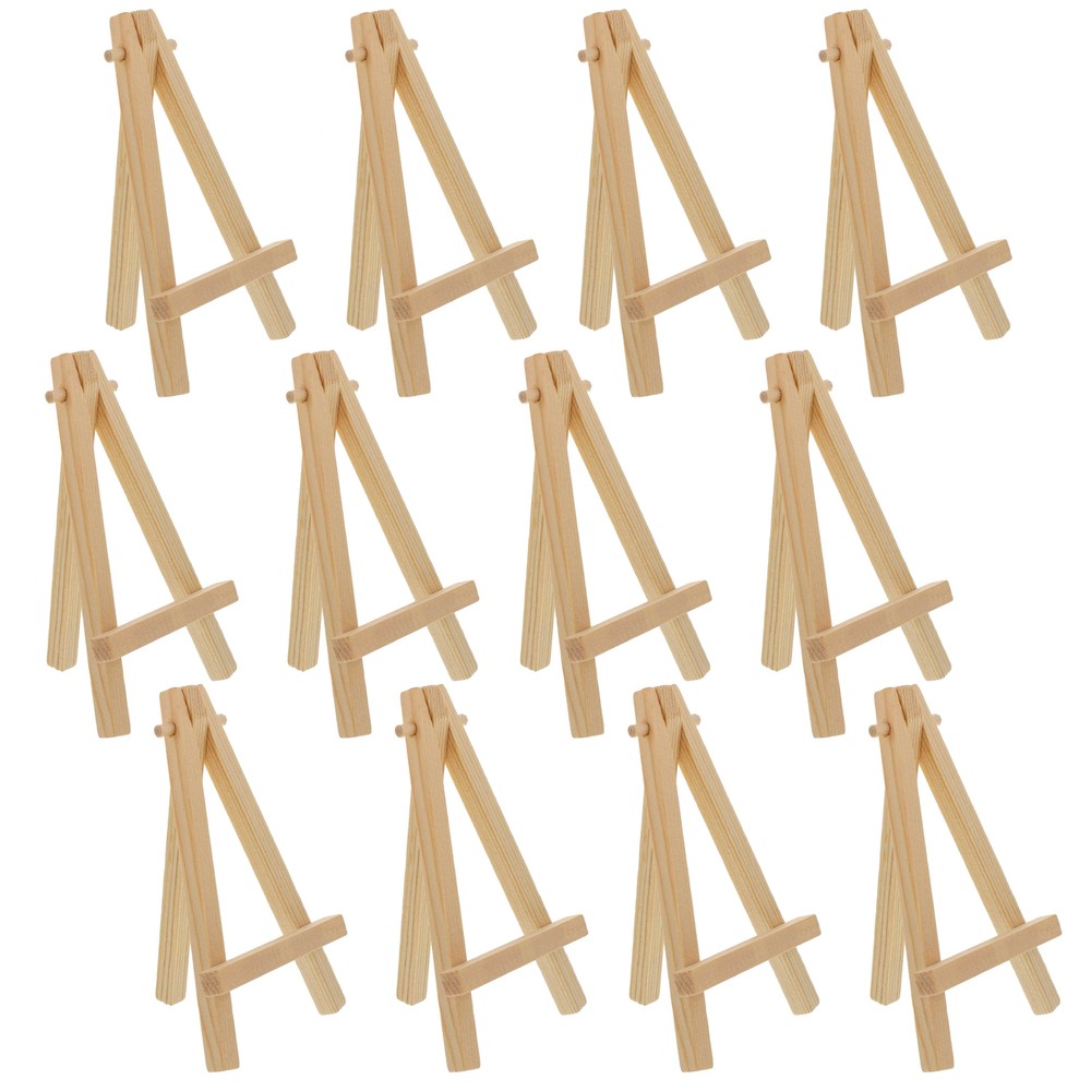 12pk 5″ Mini Natural Wood Display Easel A-Frame Artist Tripod Table Holder Stand