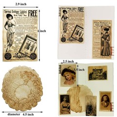 Vilikya Vintage Junk Journal Supplies, Coffee Dyed 2.5 inch – 6 inch,