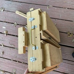 Vintage Portable Wood Travel Full Easel 3 Adjustable Legs Storage Drawers