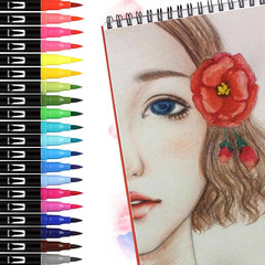 Skin Tone Double Tip Brush Pens Art Markers,24 Colored Artist Fine Brush Pen Col
