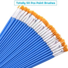 50 Pcs Flat Paint Brushes for Touch Up, Anezus Small Paint Brushes for Classroom
