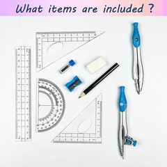 Lifreer Geometry Set,10 Pcs Protractor and Compass 1 Count (Pack of 10), Blue
