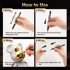 Liquid Gold Chrome Paint Markers, 3 Pack 0.7Mm Extra Fine Mirror Chrome