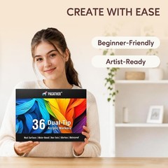 Acrylic Paint Markers 36 Colors Dual Tip Fine Brush Tip Pens