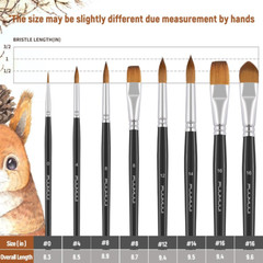 Sable Watercolor Brushes Professional, 8Pcs Kolinsky Sable Brush Set Variety Sh