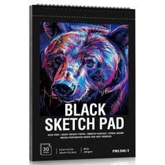 30 Sheets Black Paper Sketchbook, 98lb/160gsm 5.5×8.5 Inch (1 pack), black