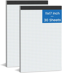 2 Pack Graph Paper Pad 11X17 for Blueprint Drawings, Drafting, Engineering Drawi