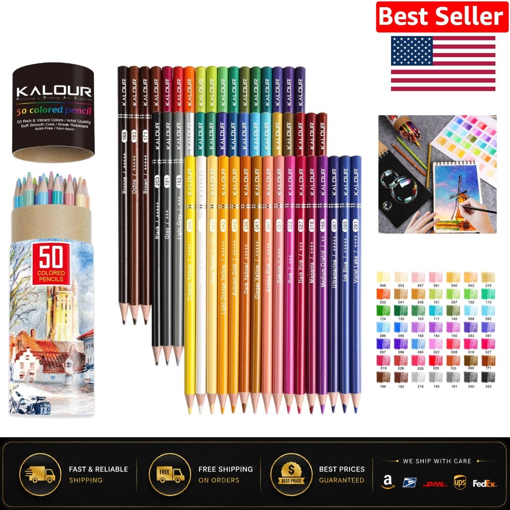 Vibrant 50 Color Pencil Set in Portable Eco-Friendly Tube – Ideal for Relaxation