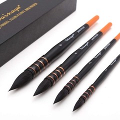 Watercolor Paint Brushes 4 Size Professional Round Squirrel Hair & Horse Hair Sy