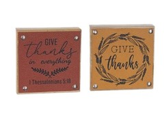 NWT Melrose International Give Thanks In Everything Signs (Set of 2) 5″SQ