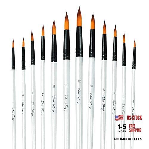 Acrylic Paint Brushes Set – 12pcs Professional Round Tip – 12 Different Sizes