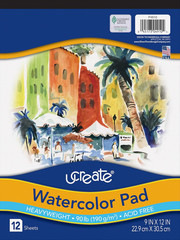 Watercolor Pad 9×12 12 Sheets 90lb Paper For Painting Mixed Media