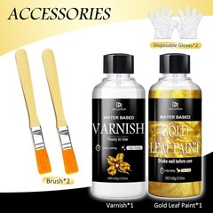 Liquid Gold Leaf Paint Kit – 3.53oz Ultra Shiny Quick Dry Metallic Gilding Pa…