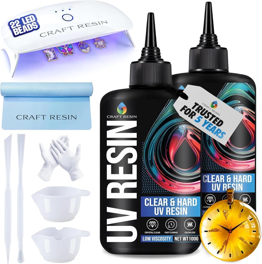 Craft Resin UV Resin Kit 36W LED Lamp Clear Epoxy Jewelry Making