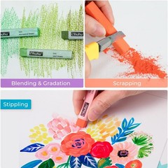 72 Long Chalk Pastel Set – 72 Vibrant Colors, 4 Fluorescent, 6 Drawing Papers, A