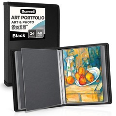 Dunwell 9×12 Art Portfolio Binder, Black Mounting 9×12″ w/ BLK Paper,