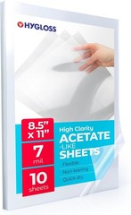 Hygloss 8.5″ x 11″ Clear Acetate Sheets 10 Pack – Transparency Film for Crafts