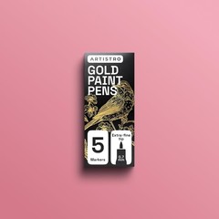 5 Paint Pen for Rock, Glass, Ceramic, Wood, Tire, Fabric, Gold Extra Fine Tip