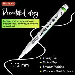White Paint Pens, 20 Pack Fine Tip Acrylic Pens, Water-Based Quick Dry Marker…