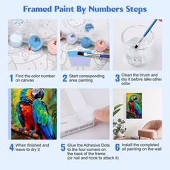 Birds Paint by Numbers Kits with Frame for Adults Beginners, DIY Animals Paint..