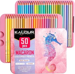 KALOUR Macaron Pastel Colored Pencils,Set of 50 Colors,Artists Soft Core,Ideal f