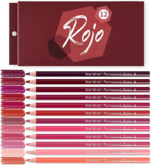 12 Red Colored Pencils Oil Based Pre-Sharpened Wooden Colored Pencil Set for Adu