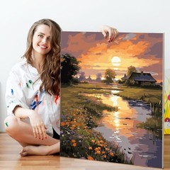 Fountor Countryside Sunset Paint by Numbers Kit Adults 16×20