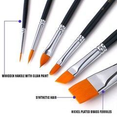 Bowitzki Face Paint Brush Set, 6pcs Artist Brushes for Body Face