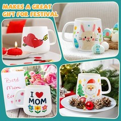 DIY Mug Painting Kit for Adults Kids with 2 Paintable Ceramic Mugs 12 Safe Pa…