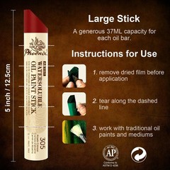 Professional Oil Paint Stick Water Soluable – Set of 6 Basic Colors 37ml Larg…