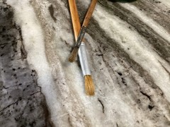 VTG Horsehair Artist Paint Brushes, 12” And 8”-VGC For Age-Lot Of 2
