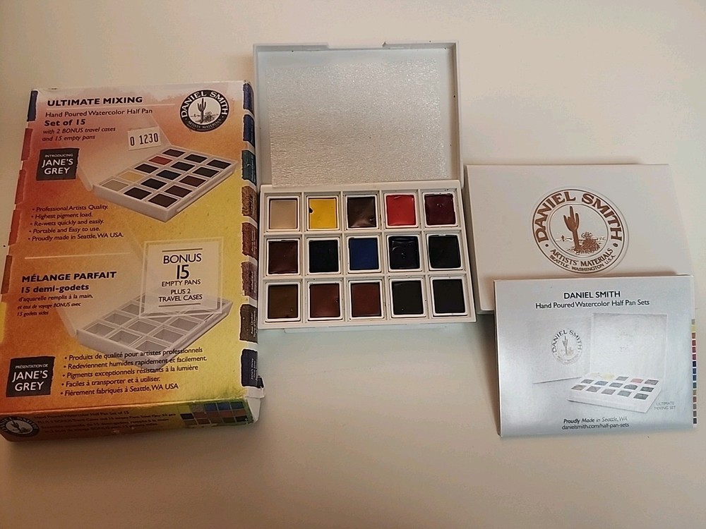 DANIEL SMITH Hand Poured Watercolor, 15 Half Pans, Ultimate Mixing Set Open Box