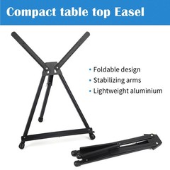Aluminum 15″ to 21″ Tabletop Easel Display, Black Tripod with Rubber Feet, Ho…
