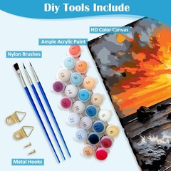 Sunset Sea Beach Paint by Numbers for Adults, DIY Paint by Numbers Kits for Adul