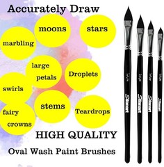 Sdanart Cat Tongue Watercolor Brushes,4 PCS Oval Wash Paint Brushes for Acrylic