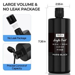 Nicpro White & Black Large Acrylic 16.9 Fl Oz (Pack of 2), &