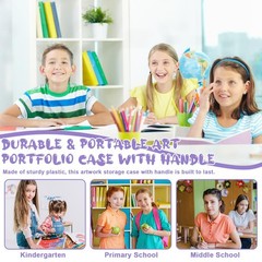 A3 Kids Art Portfolio Storage 11×16 In Artwork Storage Binder K-12 with 40 Cl…