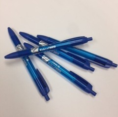 Custom Printed Blue Wide Body Click Pens w. Silver Text Perfect Promo Item!