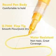 5 Pack Super Gold Paint Markers – Metallic Gold Acrylic Paint Pens Glitter Extra