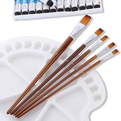 Watercolor Brushes, Paint Brushes 13pcs Long-Handled Flat Paintbrushes Large