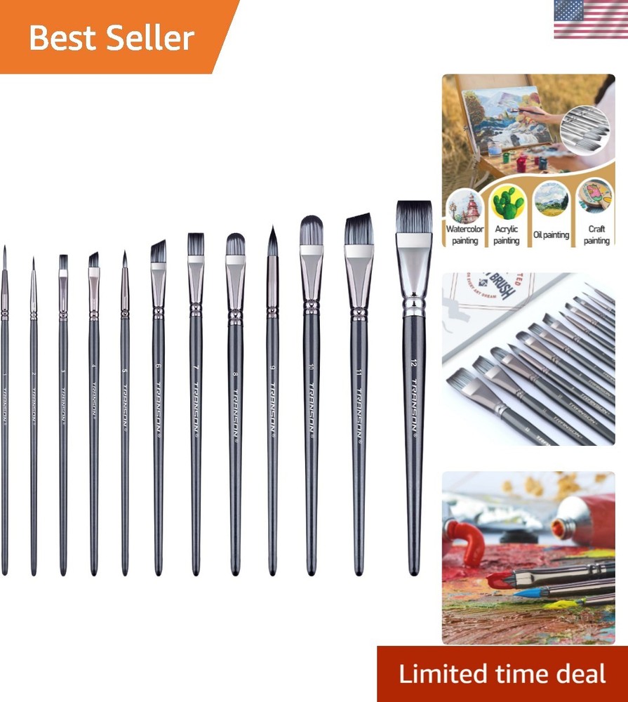 Artist Paint Brush Set of 12 for Watercolor Acrylic Gouache Oil and Tempera P…