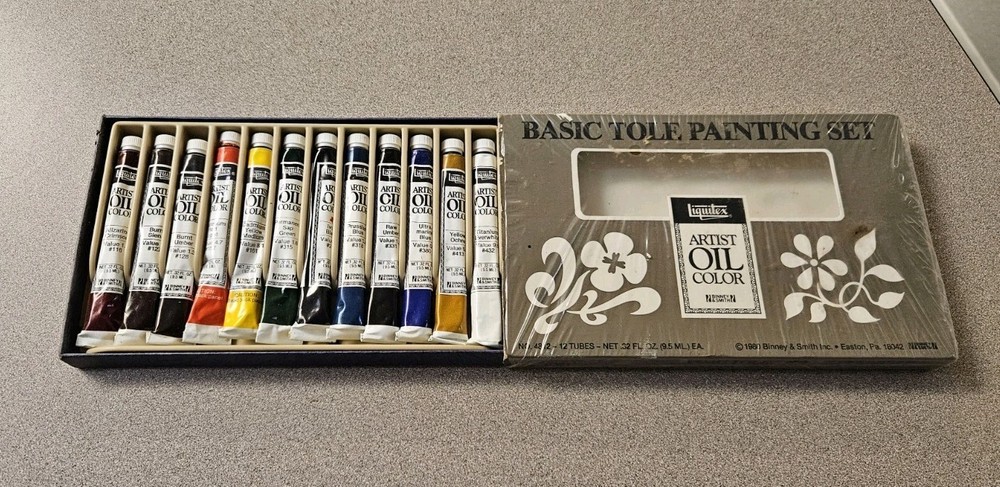 Vintage Liquitex Artist Oil Color Set #4812 Binney & Smith 1980 NOS Soft Tubes