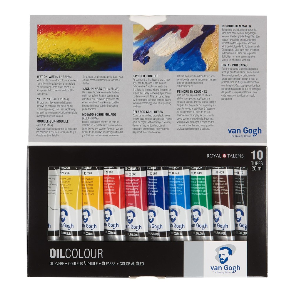 Oil Paints – Set of 10, Assorted Colors, 20 ml Tubes